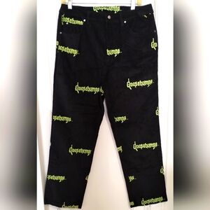 2022 Goosebumps x Dumbgood Black Corduroy Pants with all-over logo Size XS